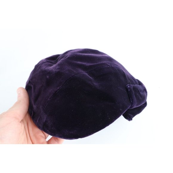 Vintage 20s 30s Roaring 20s Flapper Girl Velvet Velour Bowtie Hat Cap Purple main image 4